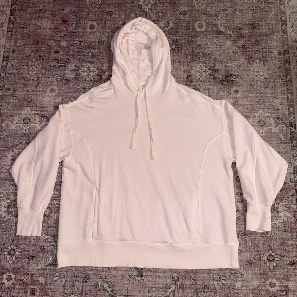 Aerie Oversized Relaxed Fleece Hoodie Pink Soft Cotton Blend Size Large